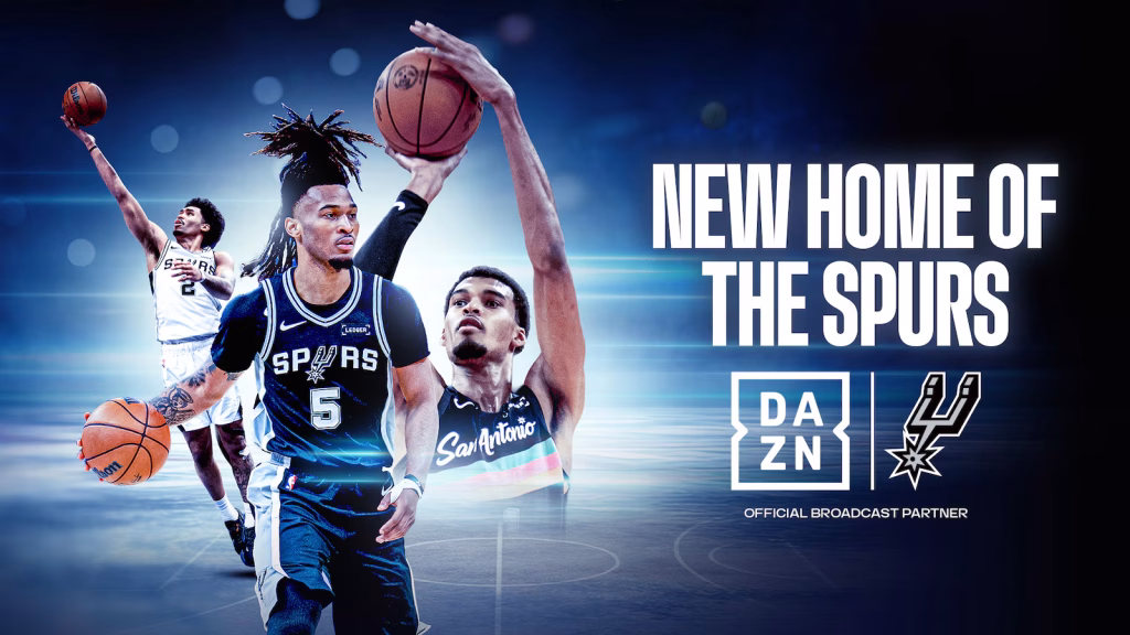 San Antonio Spurs and DAZN partnership graphic for the 2026-27 season